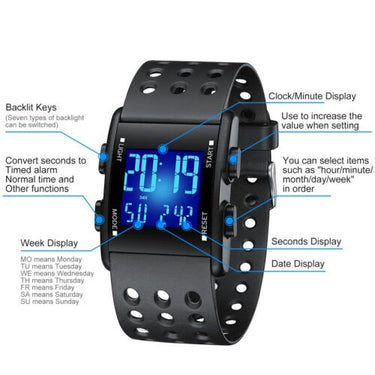 Men's Tactical LED Digital Sports Watch - Waterproof - InspiredGrabs.com